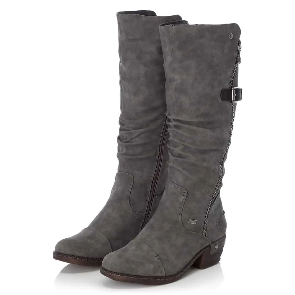 Rieker Schuhe 93654-45 Grau Hohe Reitstiefel RTex