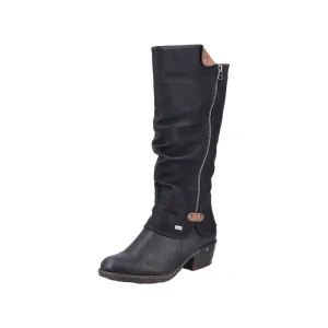 Rieker Schuhe 93655-00 Schwarze Stiefel mit Futter aus RTex