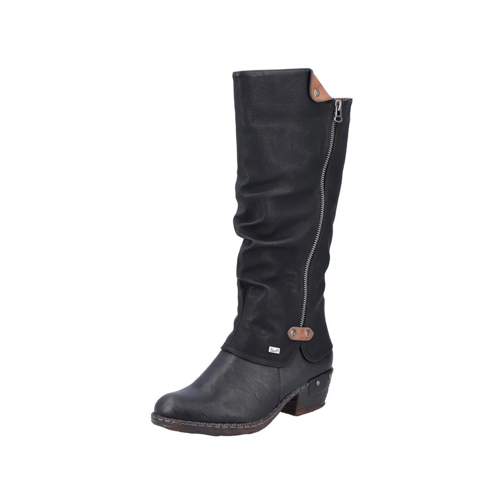 Rieker Schuhe 93655-00 Schwarze Stiefel mit Futter aus RTex