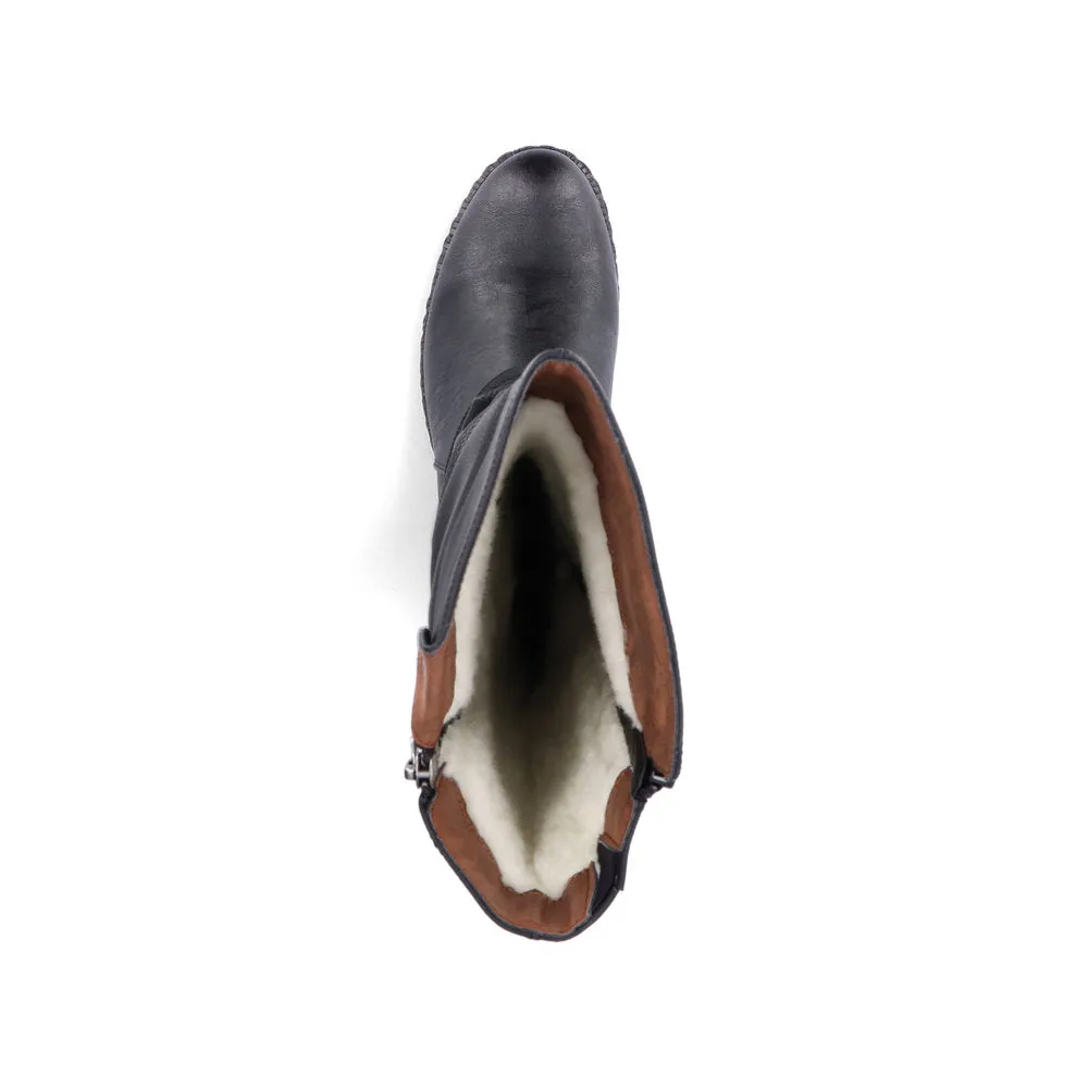Rieker Schuhe 93655-00 Schwarze Stiefel mit Futter aus RTex