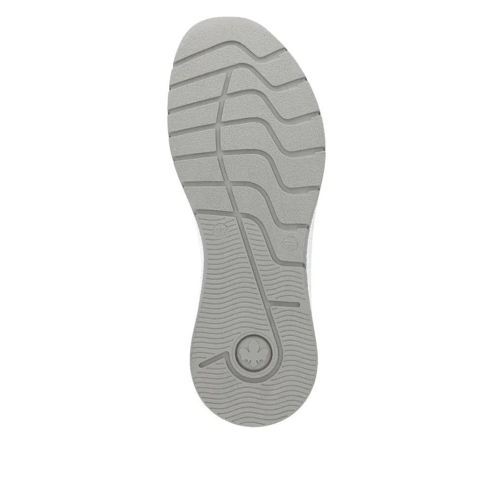 Rieker Schuhe N6500-80 mit Schnürung/Seitlichem Reißverschluss Weiß/Silber