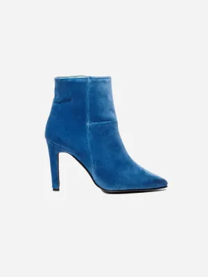 Rose Vegan Velvet Stiefeletten mit Absatz | Blau
