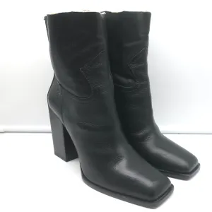 Saint Laurent Jodie 105 Cut-Off Western Stiefeletten Schwarz Leder Größe 38.5