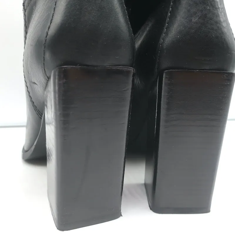 Saint Laurent Jodie 105 Cut-Off Western Stiefeletten Schwarz Leder Größe 38.5