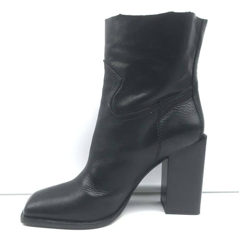 Saint Laurent Jodie 105 Cut-Off Western Stiefeletten Schwarz Leder Größe 38.5