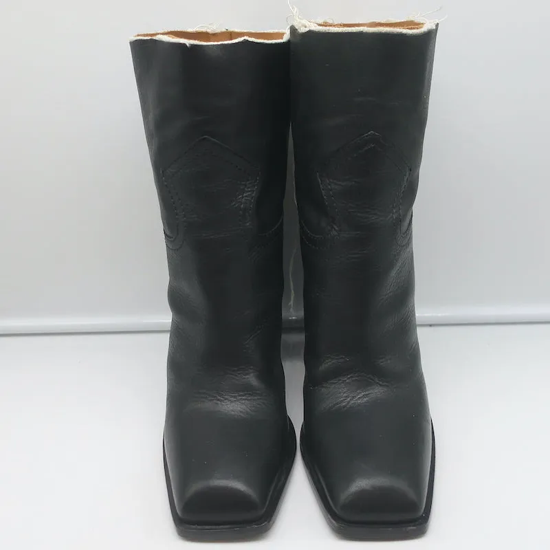 Saint Laurent Jodie 105 Cut-Off Western Stiefeletten Schwarz Leder Größe 38.5