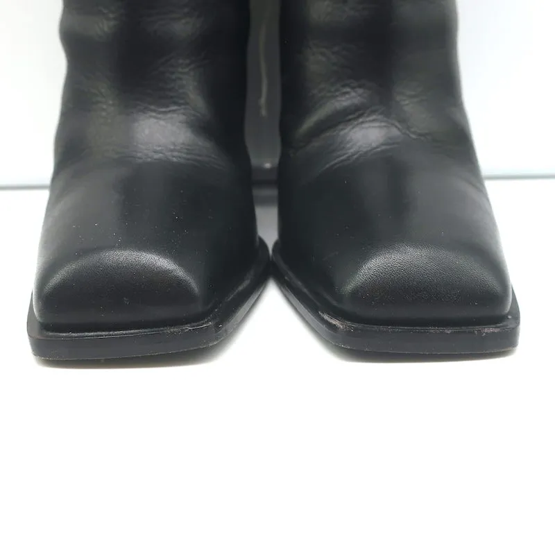 Saint Laurent Jodie 105 Cut-Off Western Stiefeletten Schwarz Leder Größe 38.5