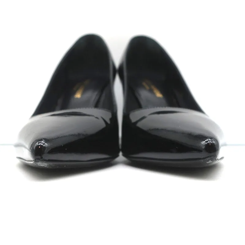 Saint Laurent Paris 80 Pumps Schwarz Lackleder Größe 37.5 Spitzabsatz High Heels