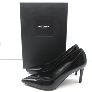 Saint Laurent Paris 80 Pumps Schwarz Lackleder Größe 37.5 Spitzabsatz High Heels