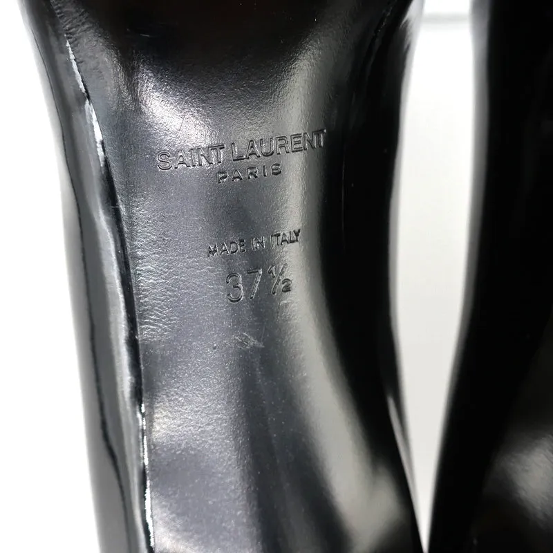Saint Laurent Paris 80 Pumps Schwarz Lackleder Größe 37.5 Spitzabsatz High Heels