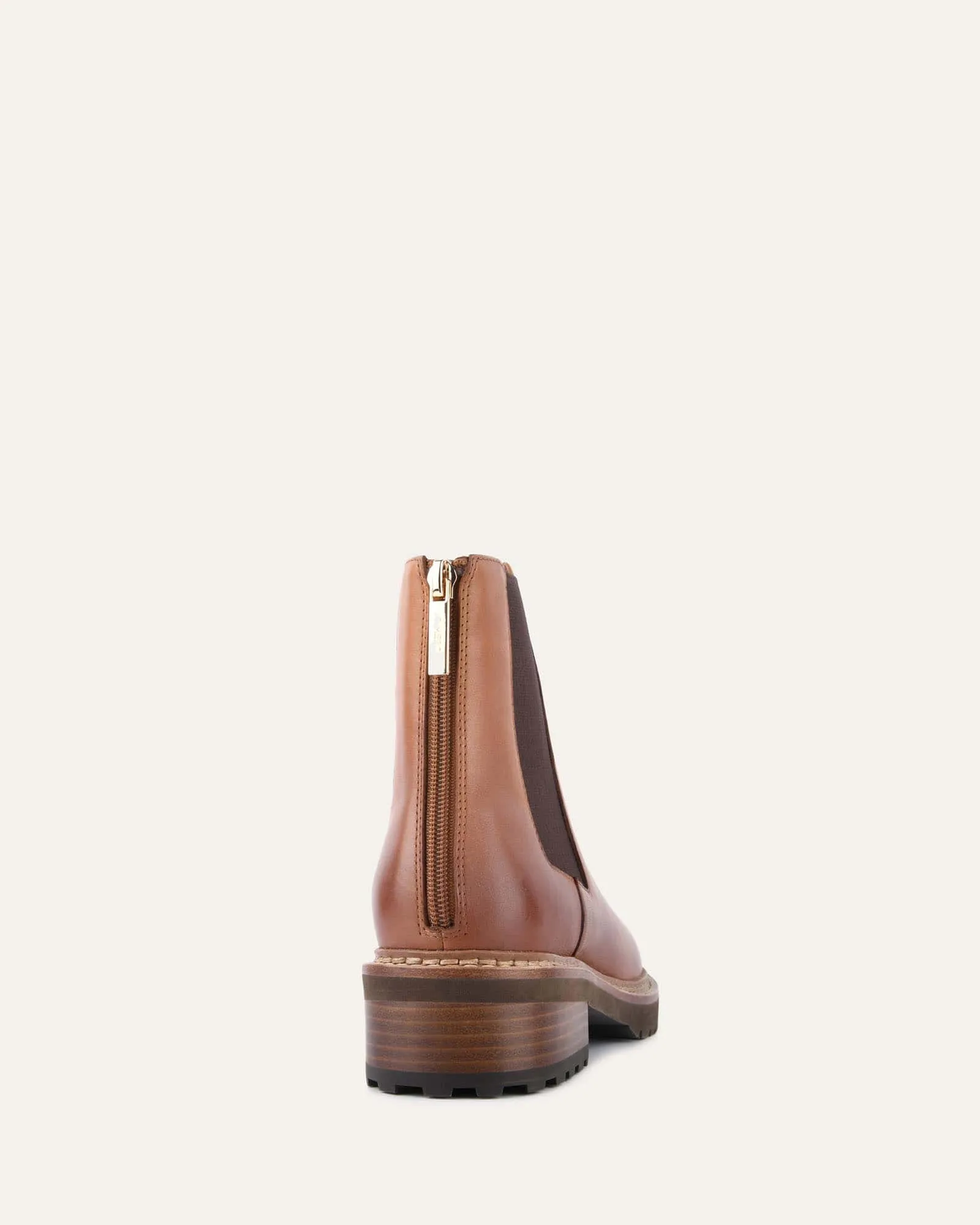 SAMIRA FLACHER KNÖCHELSTIEFEL BRANDY LEDER