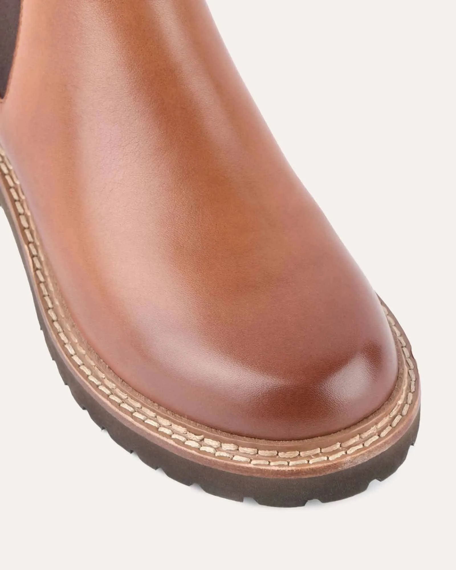 SAMIRA FLACHER KNÖCHELSTIEFEL BRANDY LEDER