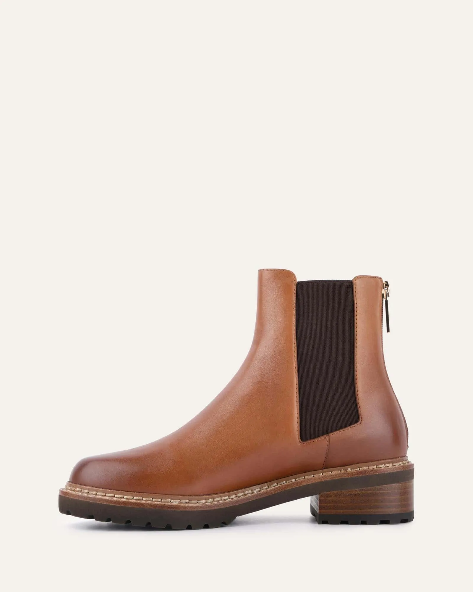 SAMIRA FLACHER KNÖCHELSTIEFEL BRANDY LEDER
