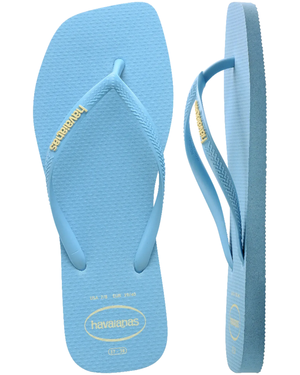 Schlanke quadratische Logo-Pop-Up-Flip-Flops in Lavendelblau