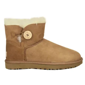 Ugg Mini Bailey Button II Wildleder Schaffell Winterstiefel für Damen