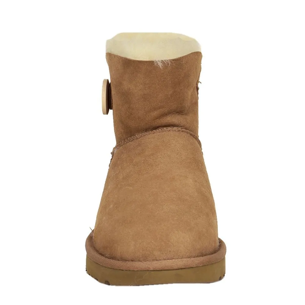Ugg Mini Bailey Button II Wildleder Schaffell Winterstiefel für Damen