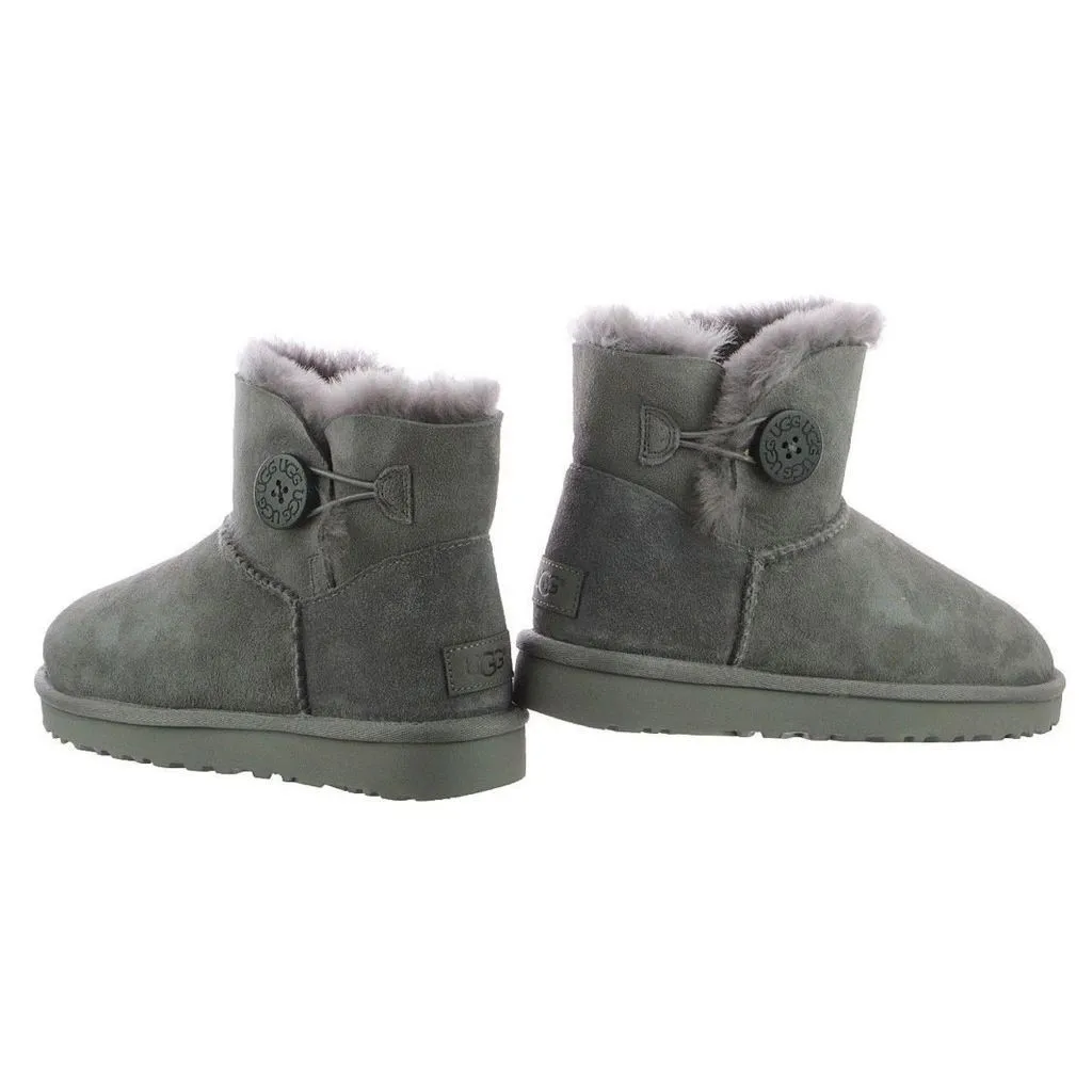 Ugg Mini Bailey Button II Wildleder Schaffell Winterstiefel für Damen