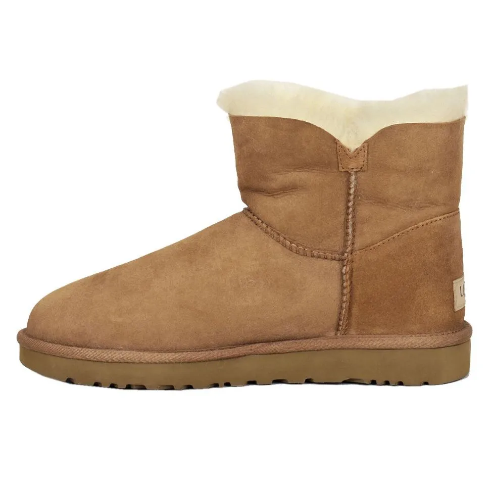 Ugg Mini Bailey Button II Wildleder Schaffell Winterstiefel für Damen