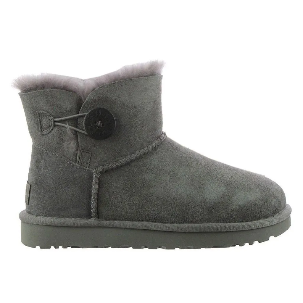 Ugg Mini Bailey Button II Wildleder Schaffell Winterstiefel für Damen