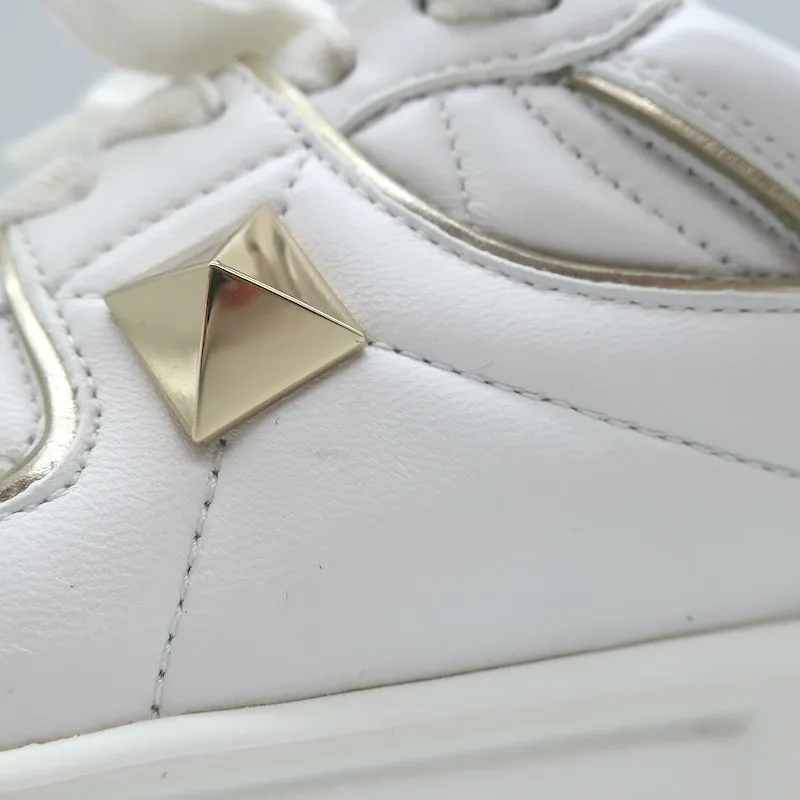 Valentino One Stud Low Top Sneakers Weiß & Gold Leder Größe 35.5