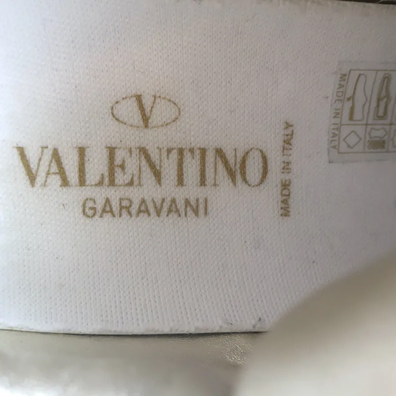 Valentino One Stud Low Top Sneakers Weiß & Gold Leder Größe 35.5
