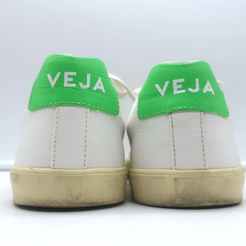 VEJA Esplar Logo Low Top Sneakers Weiß & Absinthgrün Leder Größe 38