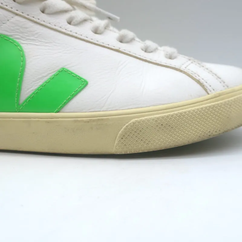 VEJA Esplar Logo Low Top Sneakers Weiß & Absinthgrün Leder Größe 38