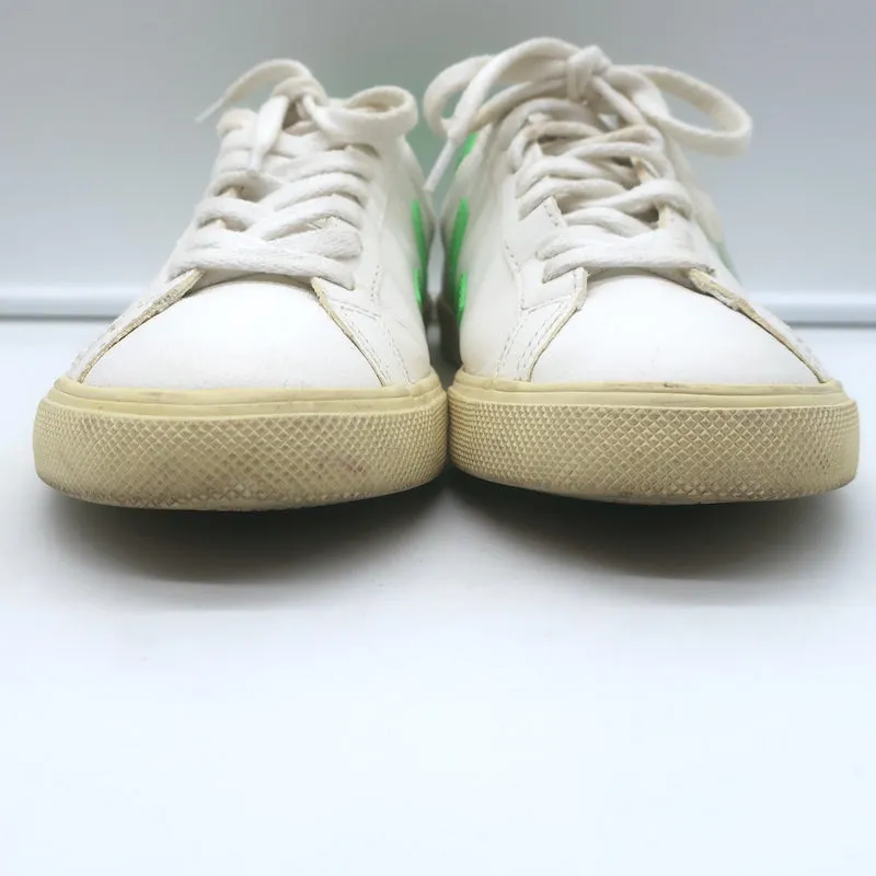 VEJA Esplar Logo Low Top Sneakers Weiß & Absinthgrün Leder Größe 38