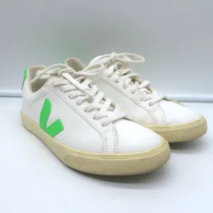 VEJA Esplar Logo Low Top Sneakers Weiß & Absinthgrün Leder Größe 38