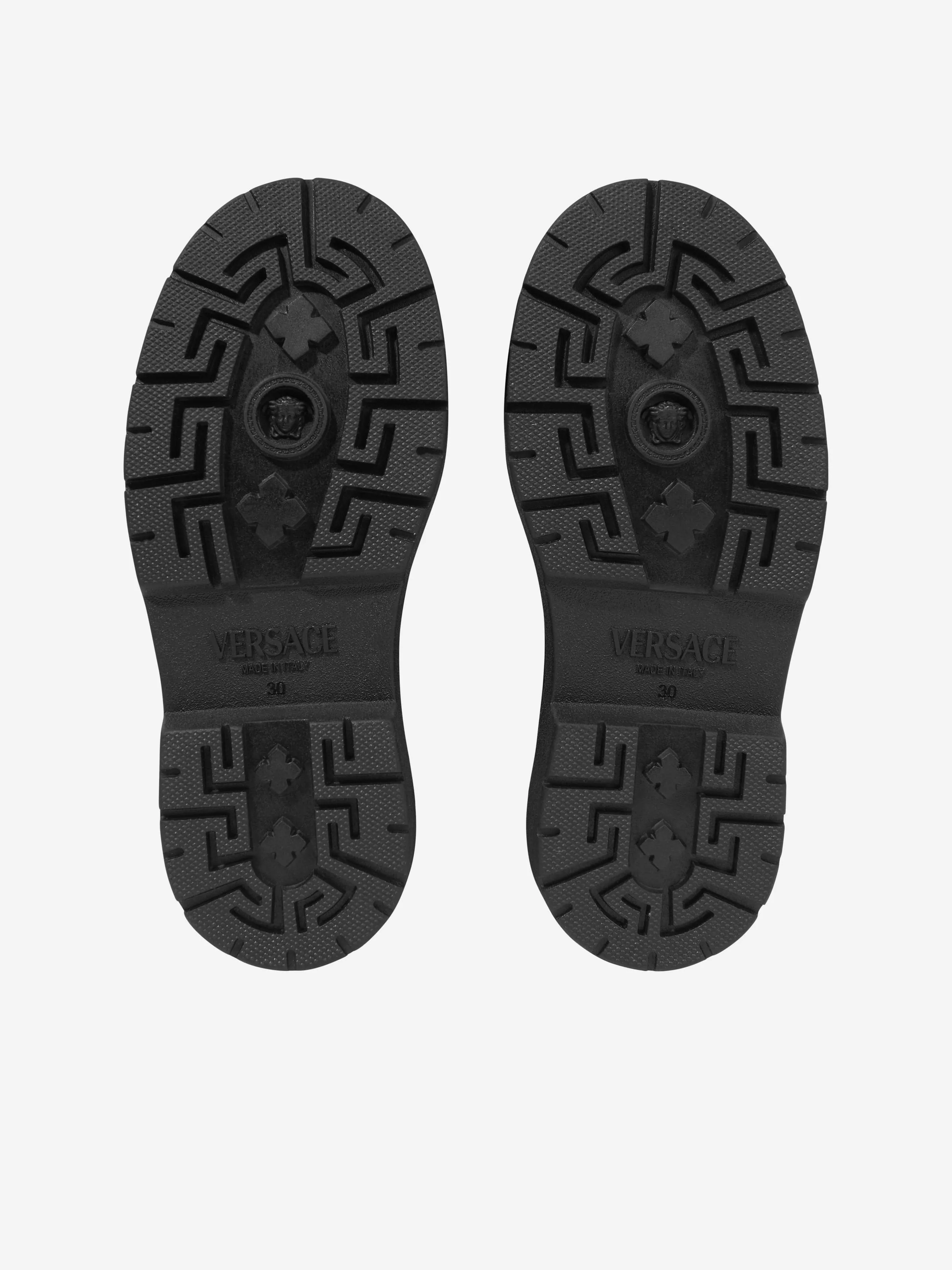 Versace Kids Leder Chelsea Stiefel in Schwarz