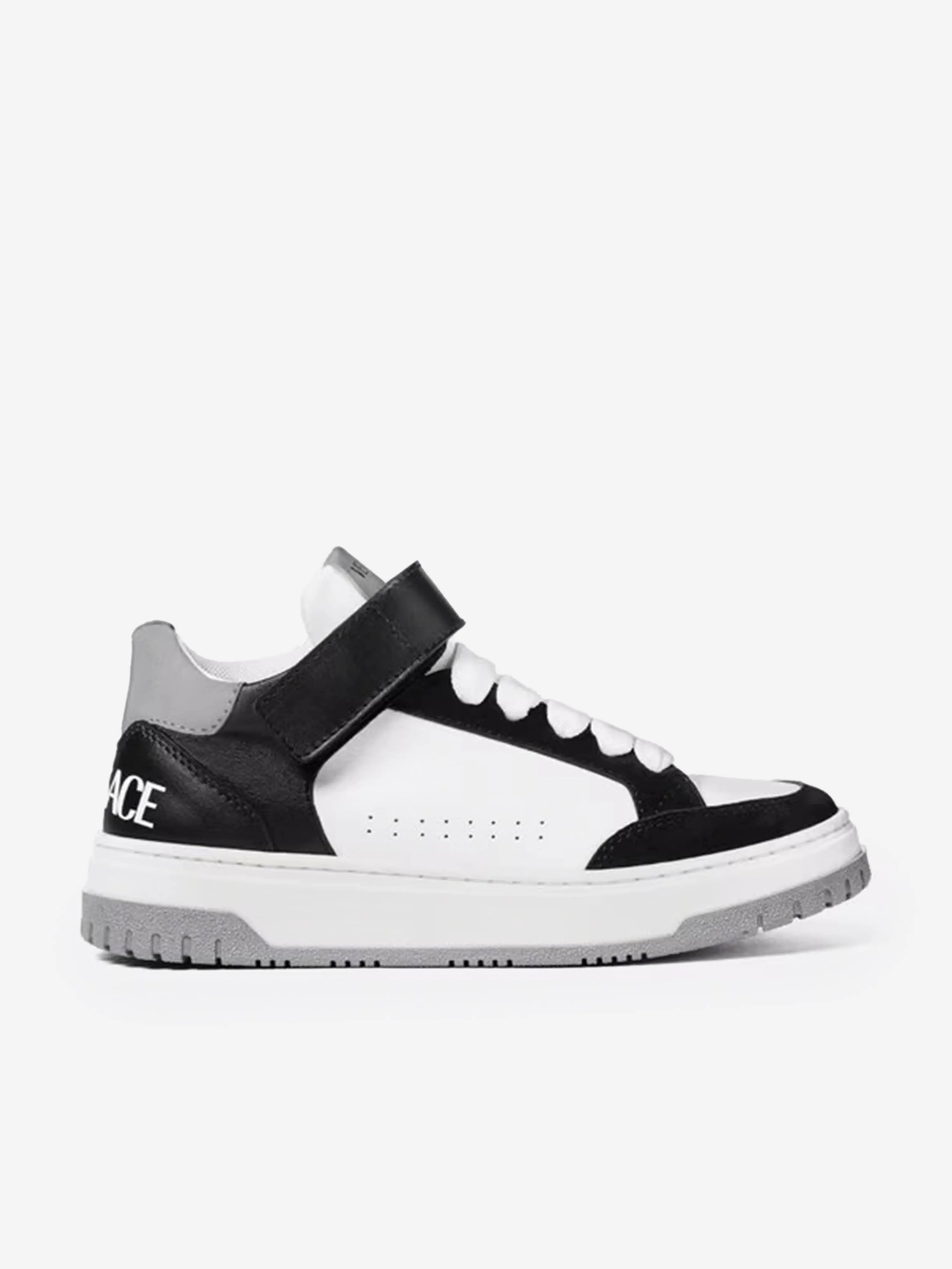 Versace Kids Leder Low-Top Turnschuhe in Weiß