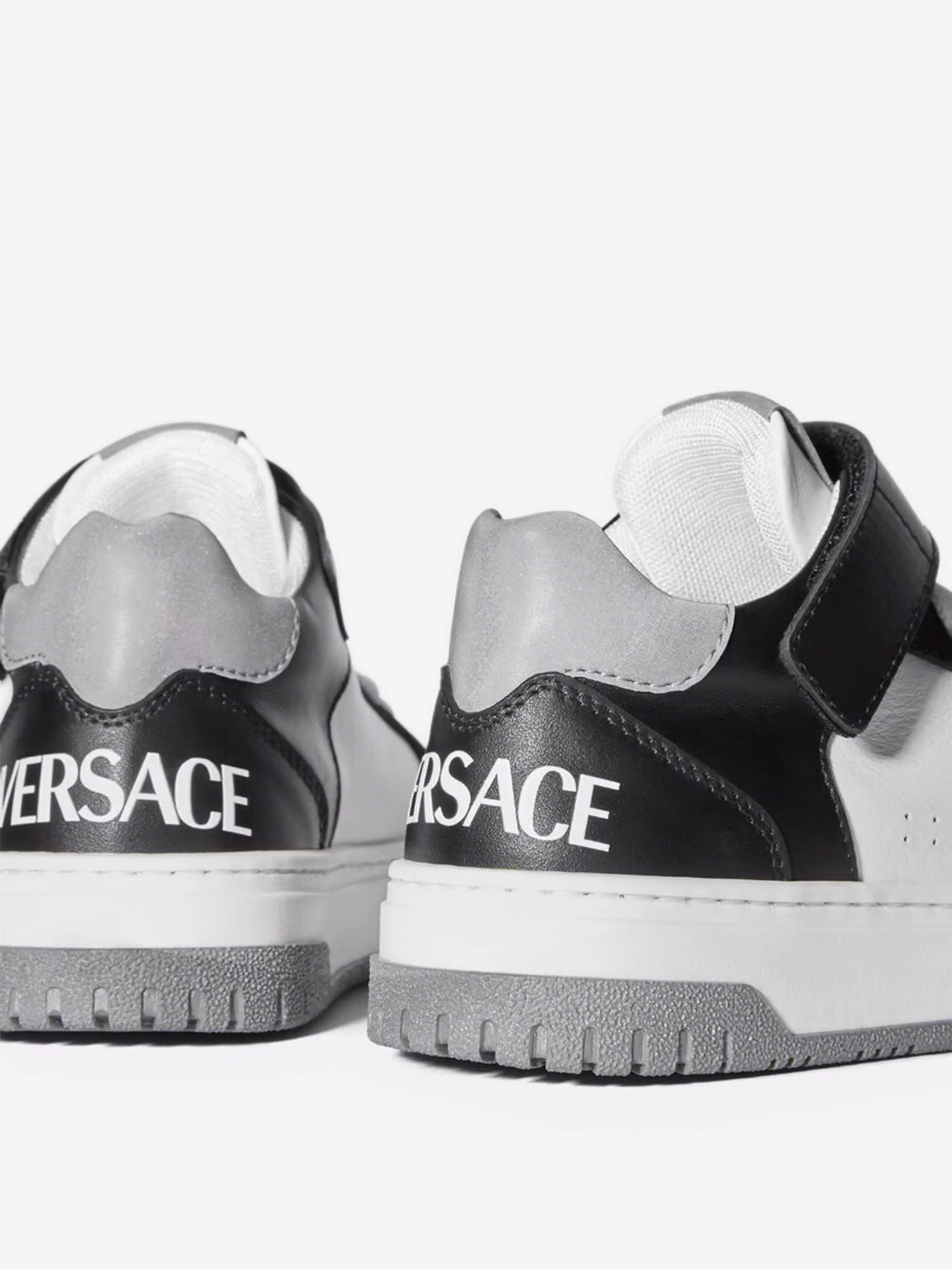 Versace Kids Leder Low-Top Turnschuhe in Weiß