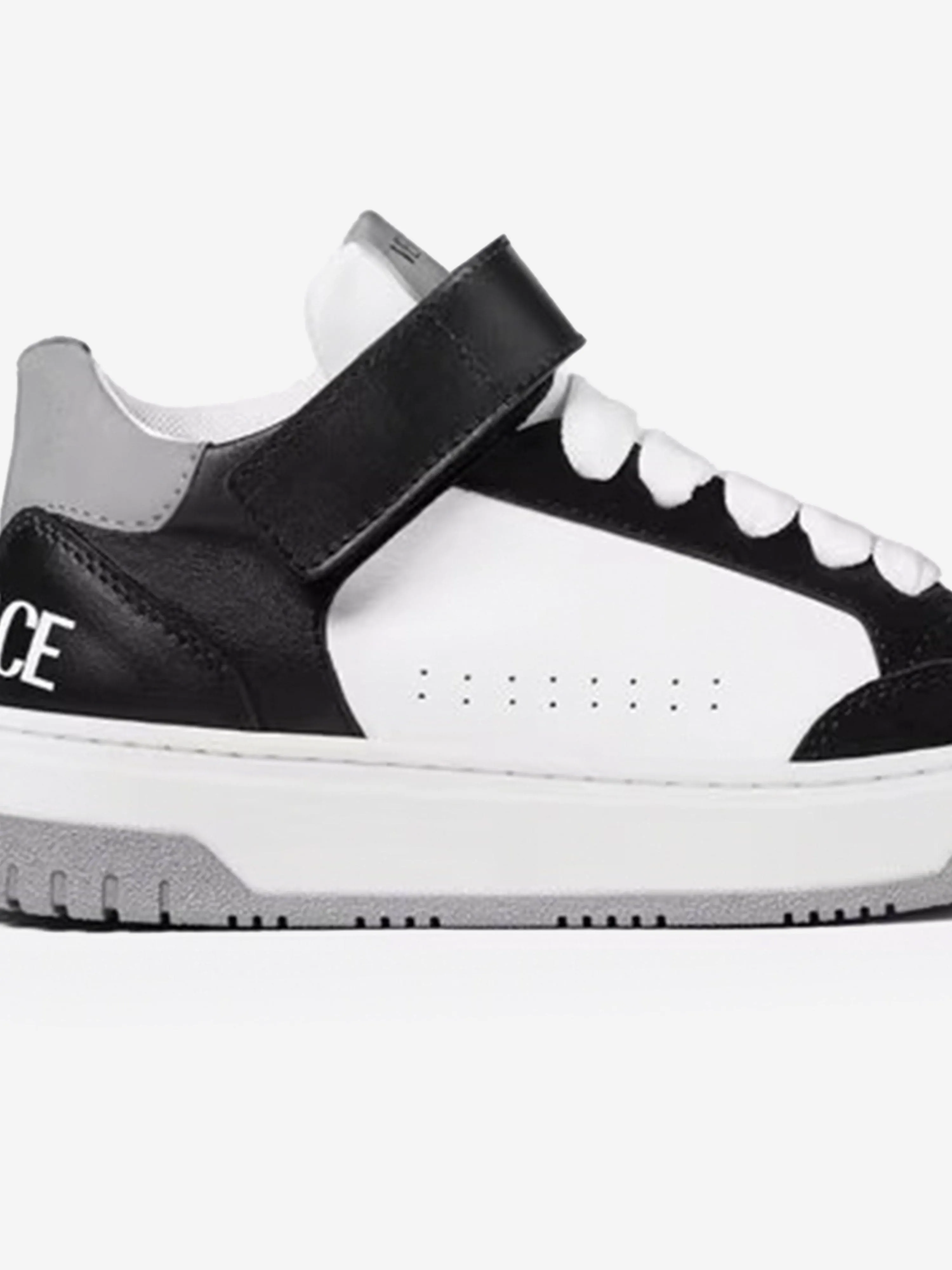 Versace Kids Leder Low-Top Turnschuhe in Weiß