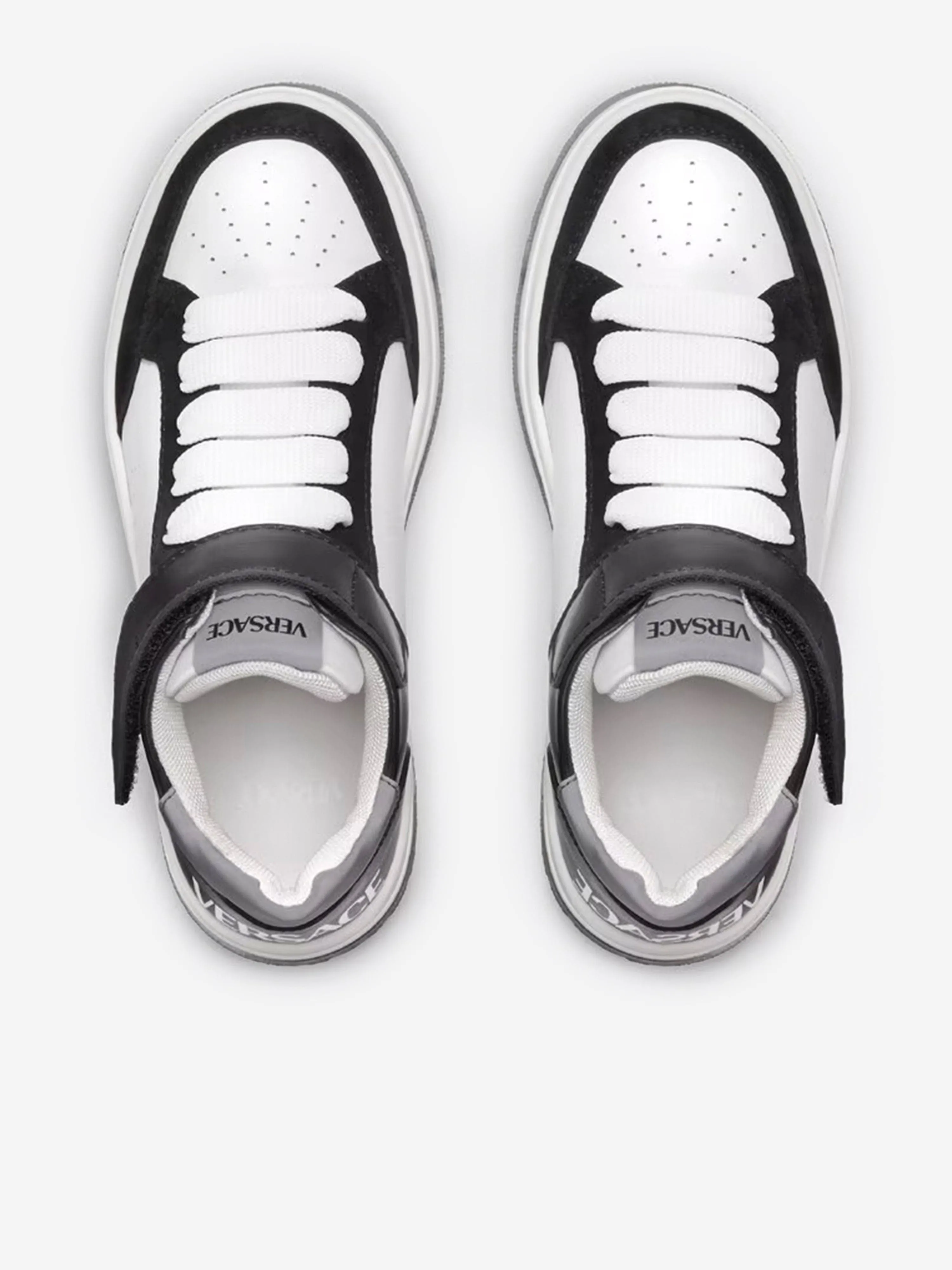 Versace Kids Leder Low-Top Turnschuhe in Weiß