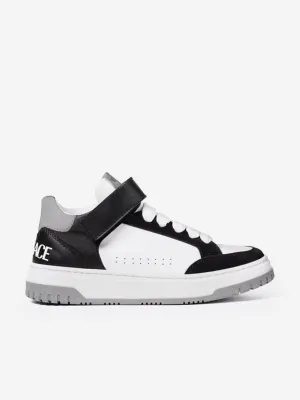 Versace Kids Leder Low-Top Turnschuhe in Weiß