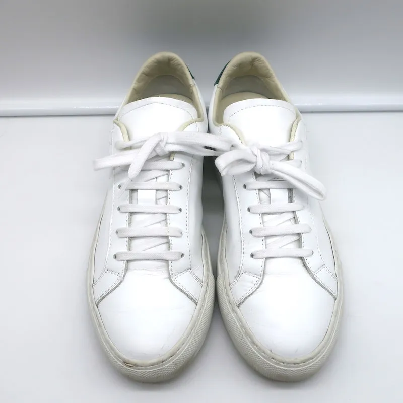 Frauen Retro Low Top Sneakers von Common Projects in Weiß & Grün, Leder, Größe 37