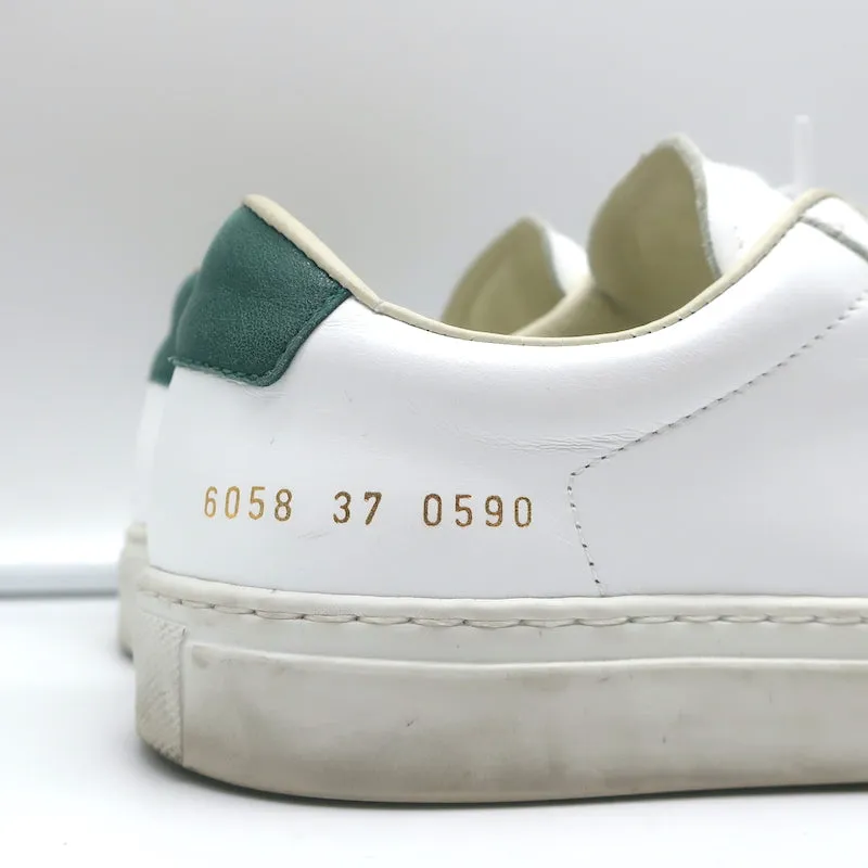 Frauen Retro Low Top Sneakers von Common Projects in Weiß & Grün, Leder, Größe 37