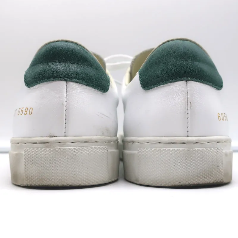 Frauen Retro Low Top Sneakers von Common Projects in Weiß & Grün, Leder, Größe 37