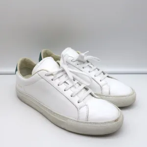 Frauen Retro Low Top Sneakers von Common Projects in Weiß & Grün, Leder, Größe 37